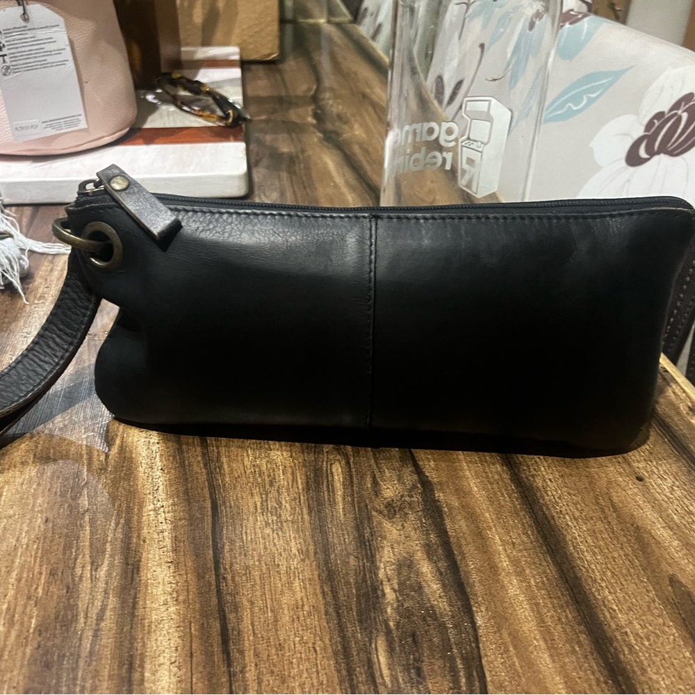 J.Jill Black Leather Wristlet Wallet Clutch
